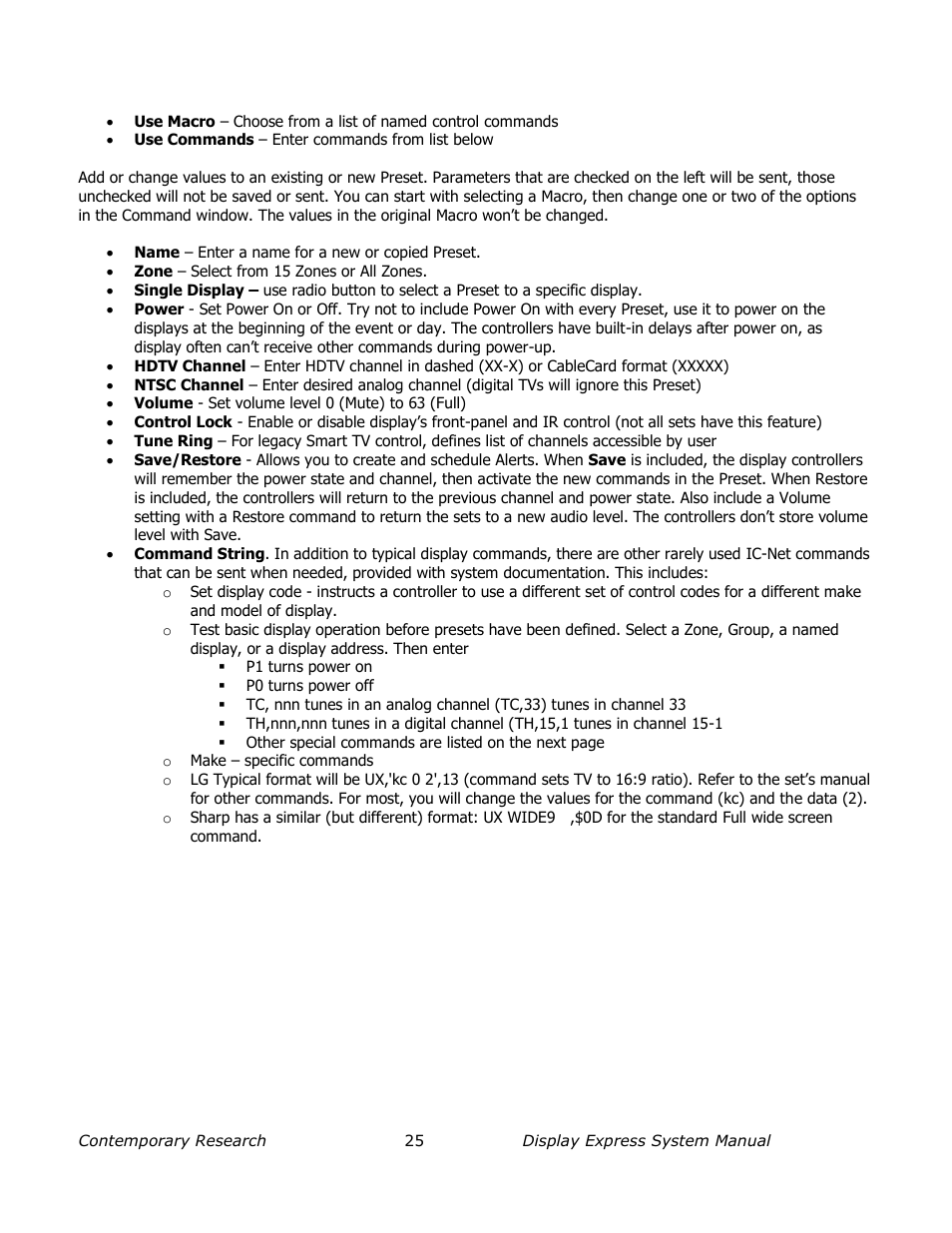 Macros or commands | Contemporary Research SW-DX Manual User Manual | Page 25 / 36