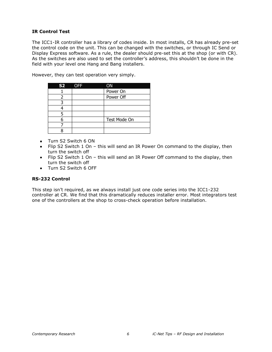 Contemporary Research SW-DX Integration Guide User Manual | Page 6 / 9