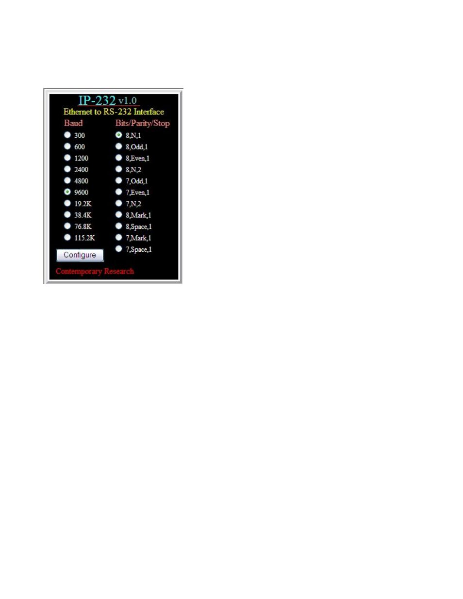 Set attributes via rs-232 commands, Set up ip-232 rs-232 via control system | Contemporary Research IP-232 Ethernet to RS-232 Interface User Manual | Page 6 / 9