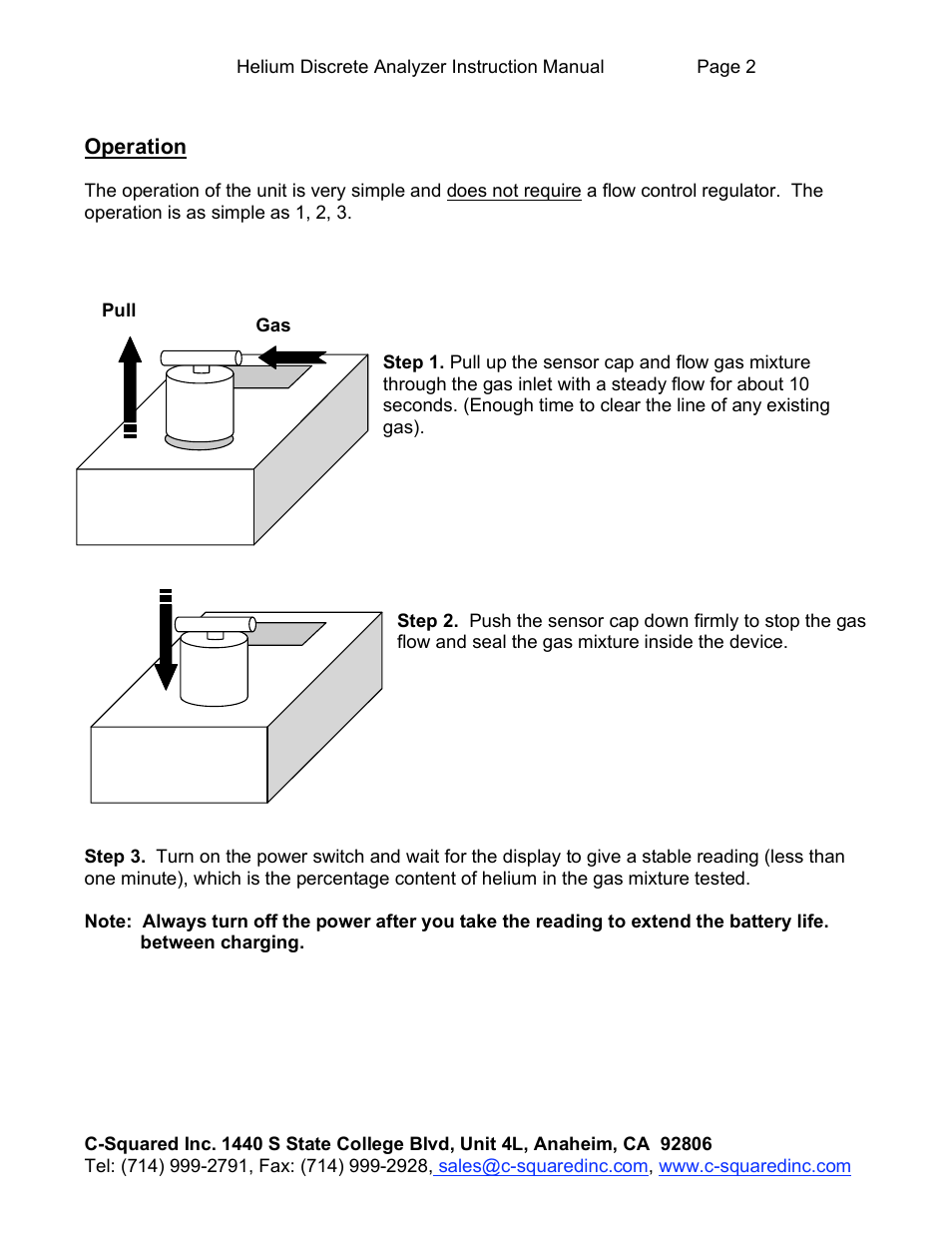 C-Squared He Analyzer Discrete Manual User Manual | Page 2 / 3