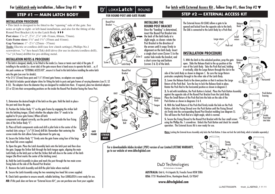 D&D Technologies LokkLatch Round User Manual | 2 pages