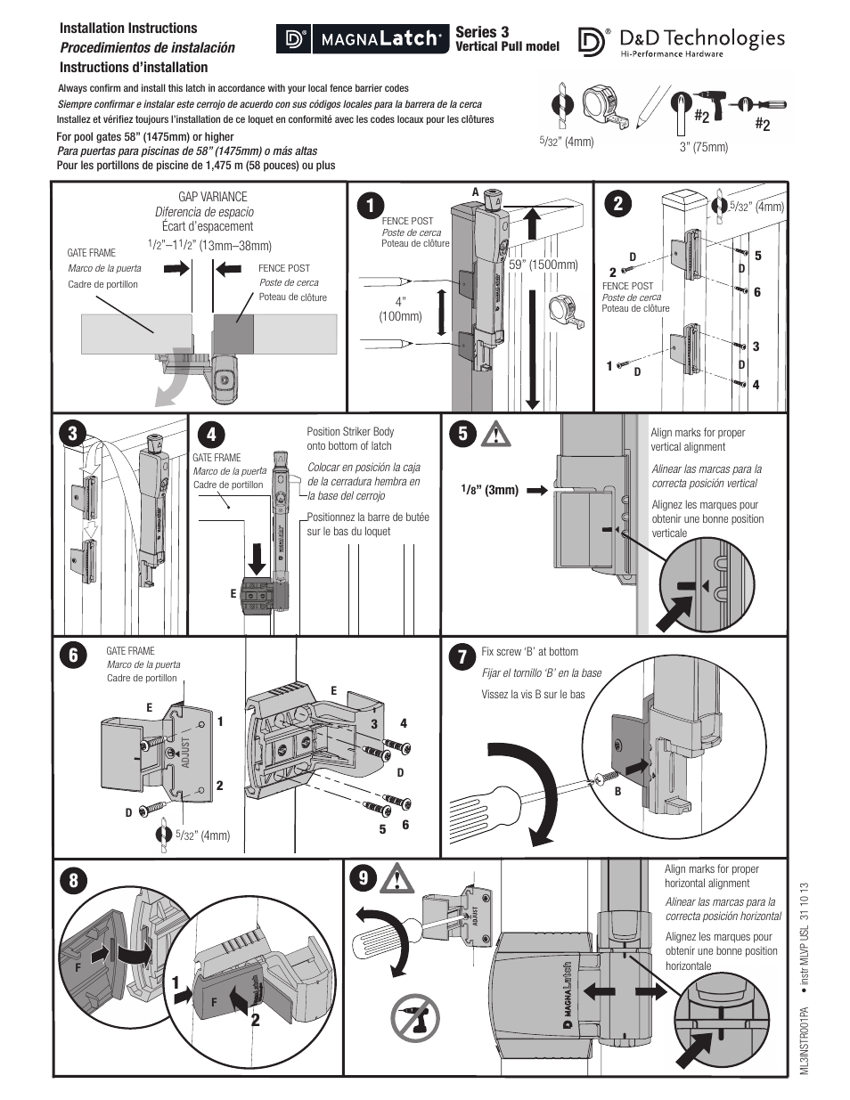 D&D Technologies MagnaLatch Series 3 Vertical Pull User Manual | 2 pages