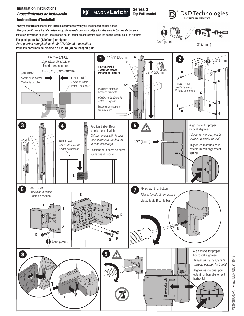 D&D Technologies MagnaLatch Series 3 Top Pull User Manual | 2 pages