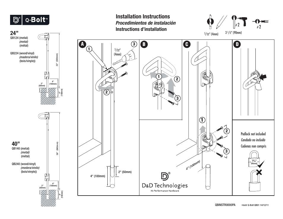 D&D Technologies Q-Bolt User Manual | 2 pages