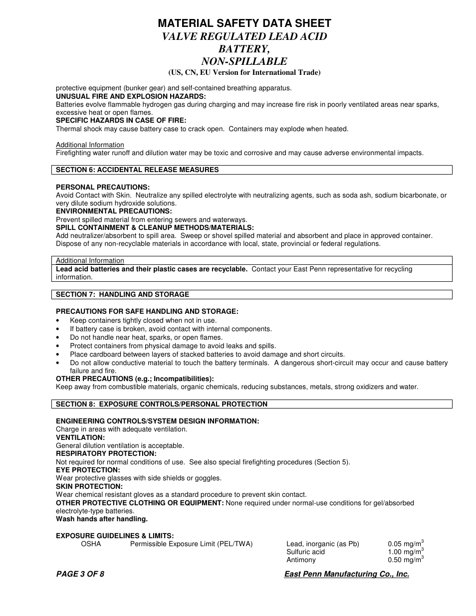 Deka VALVE REGULATED LEAD ACID BATTERY User Manual | Page 3 / 8