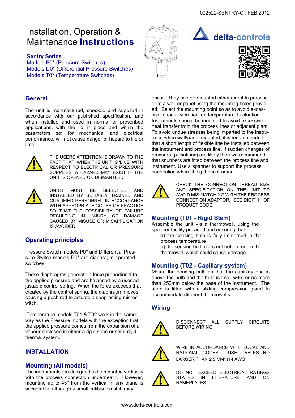 Delta Controls T01 User Manual | 4 pages