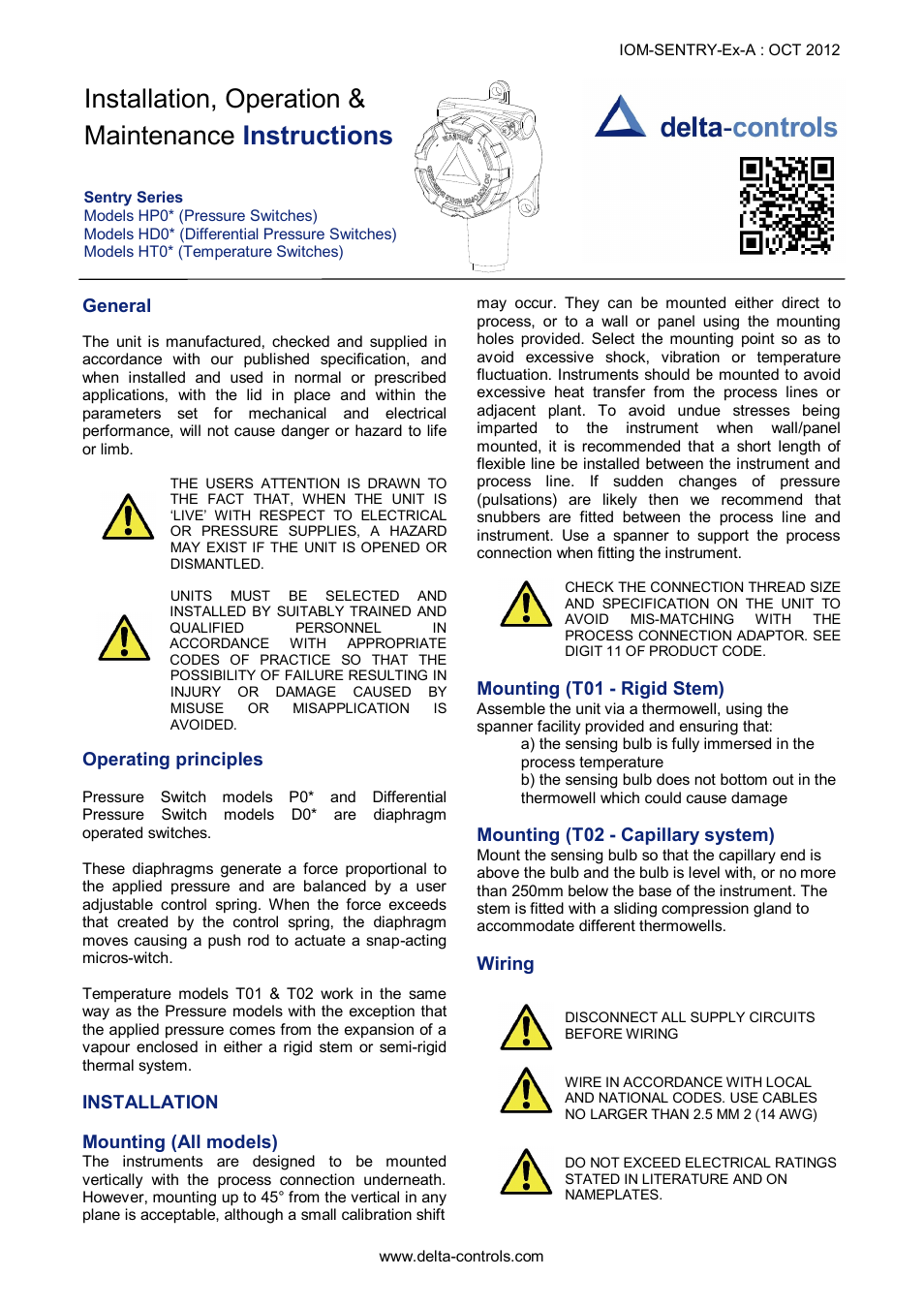 Delta Controls HT01 User Manual | 4 pages