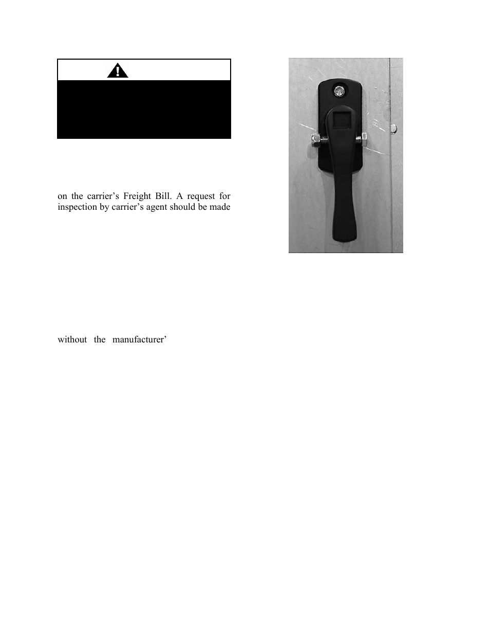 Receiving unit, Storage, Direct expansion (dx) systems | Figure 1 - lockable handle, Warning | AAON V3-E User Manual | Page 17 / 72