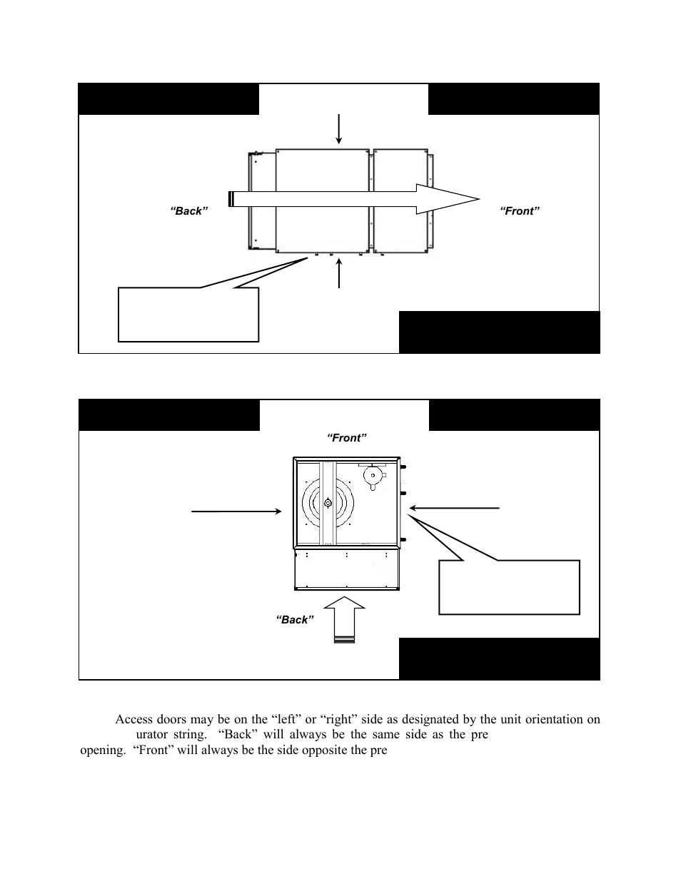 Figure 6 - h3 series unit orientation, Figure 7 - v3 series unit orientation, H3 series | Top view, Top view v3 series | AAON V3-E User Manual | Page 21 / 72