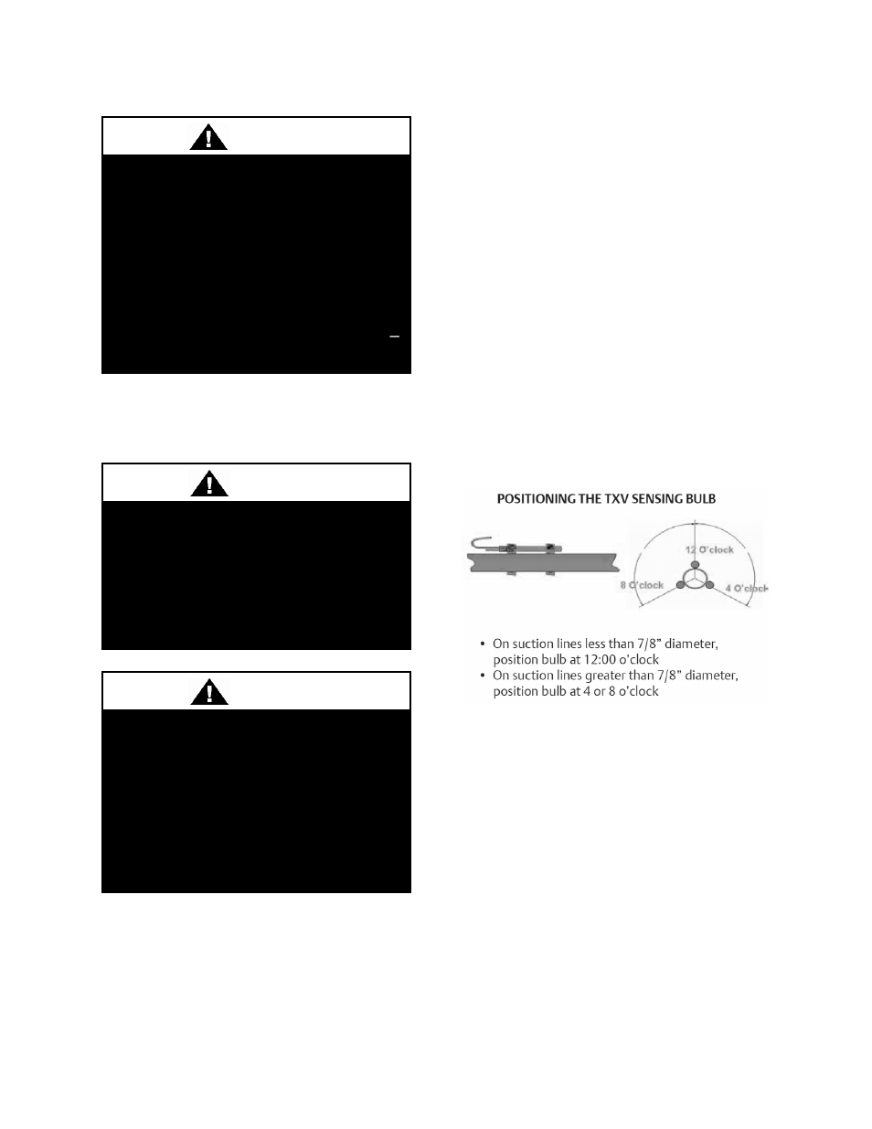 Figure 9 - txv bulb position, Warning, Caution | AAON V3-E User Manual | Page 27 / 72