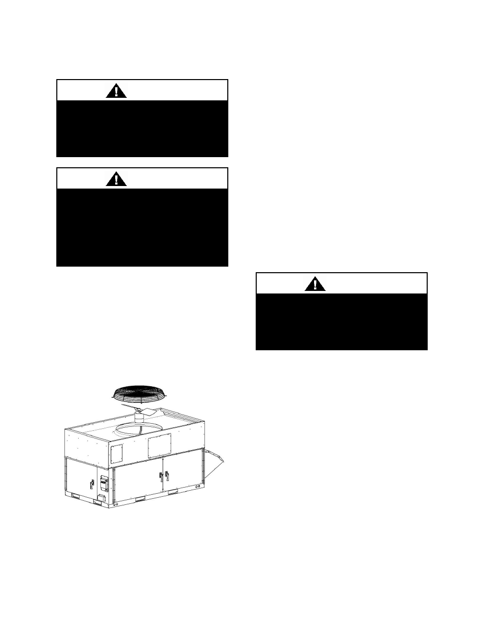 Condenser fan, Condensate drain pans, Evaporator coil | Figure 29 - removal of a condenser fan assembly, Warning | AAON RQ-006 User Manual | Page 64 / 84