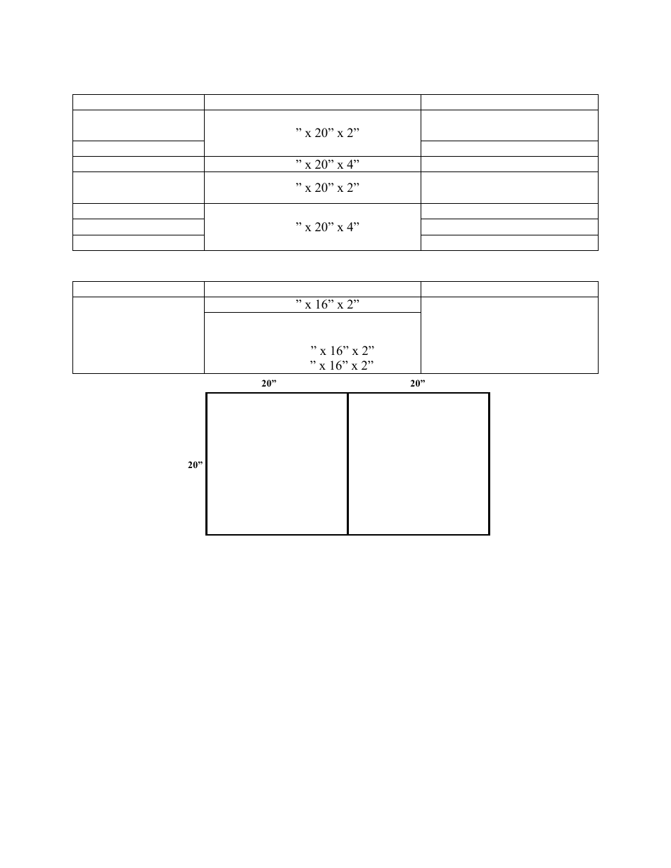 Replacement parts, Table 18 - rq series 2-6 ton unit filters | AAON RQ-006 User Manual | Page 72 / 84