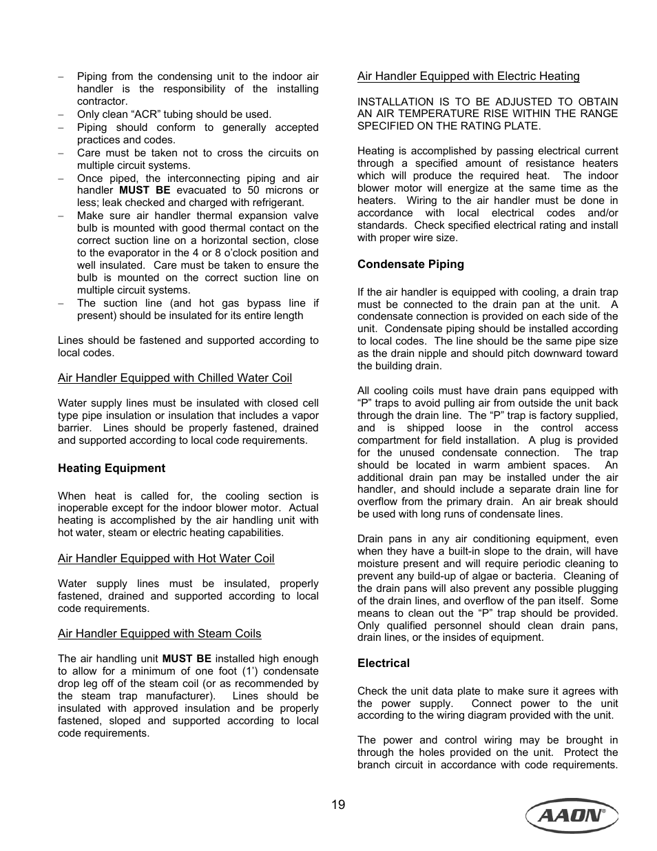 AAON M1-011 User Manual | Page 19 / 44