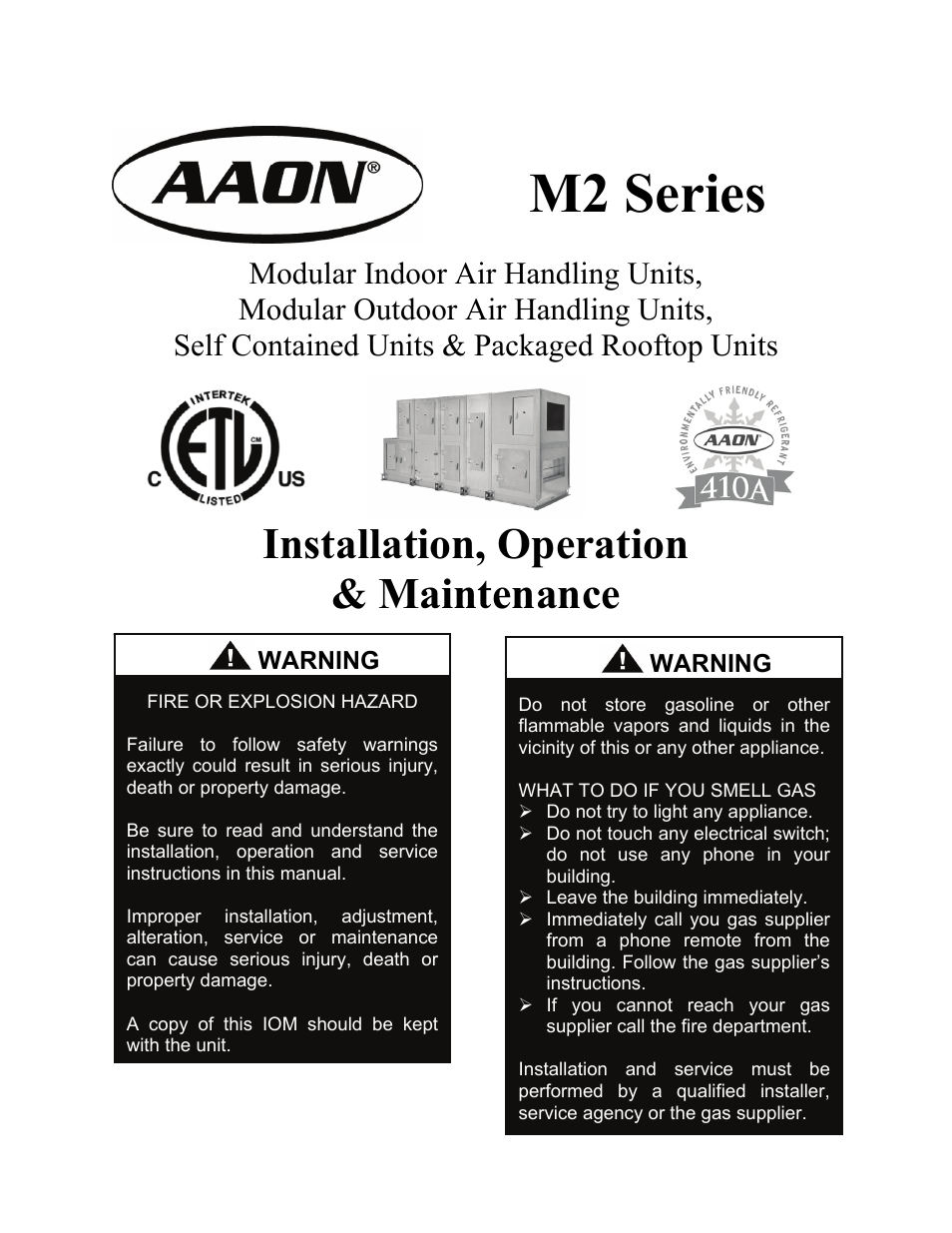 AAON M2-036 User Manual | 100 pages