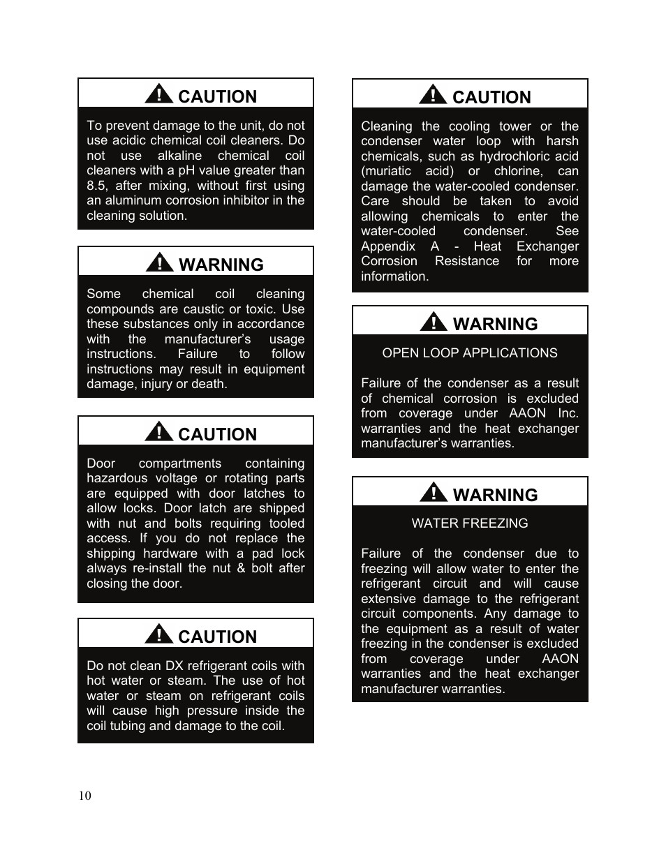 Caution, Warning | AAON M2-036 User Manual | Page 10 / 100