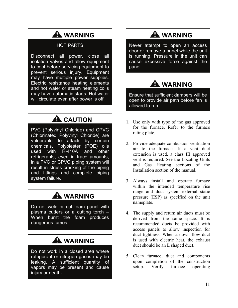 Warning, Caution | AAON M2-036 User Manual | Page 11 / 100