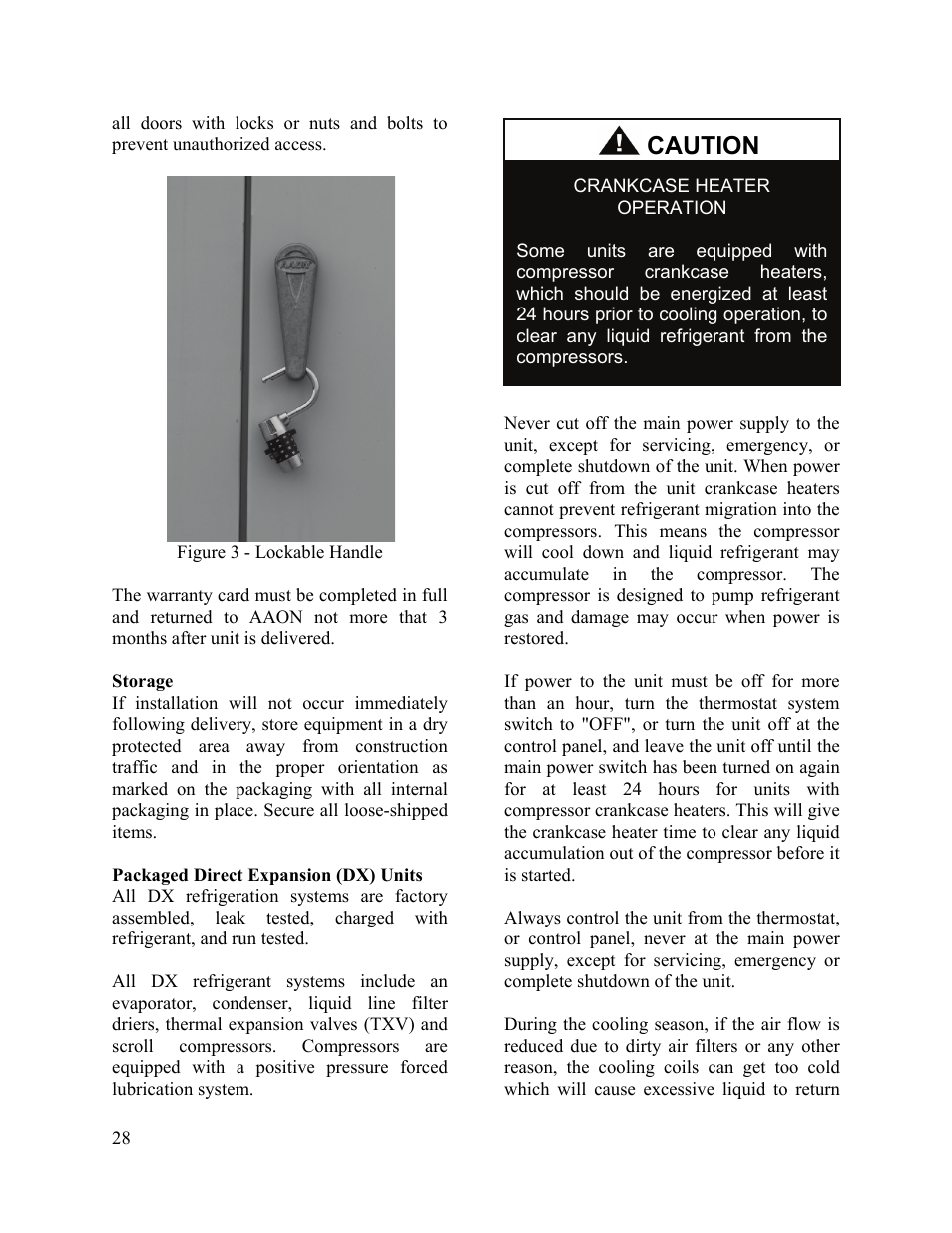 Caution | AAON M2-036 User Manual | Page 28 / 100