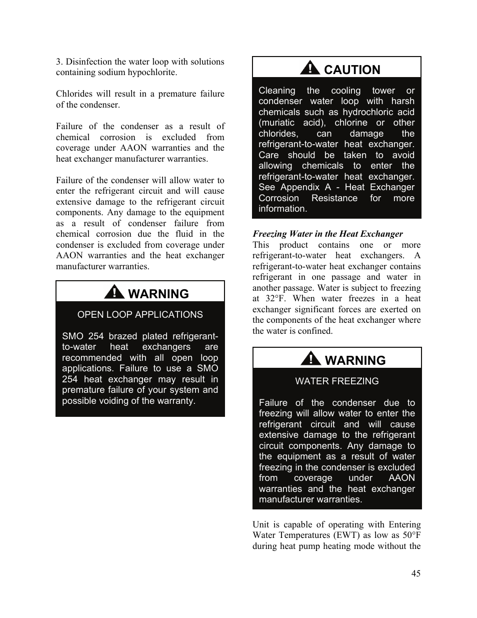 Caution, Warning | AAON M2-036 User Manual | Page 45 / 100