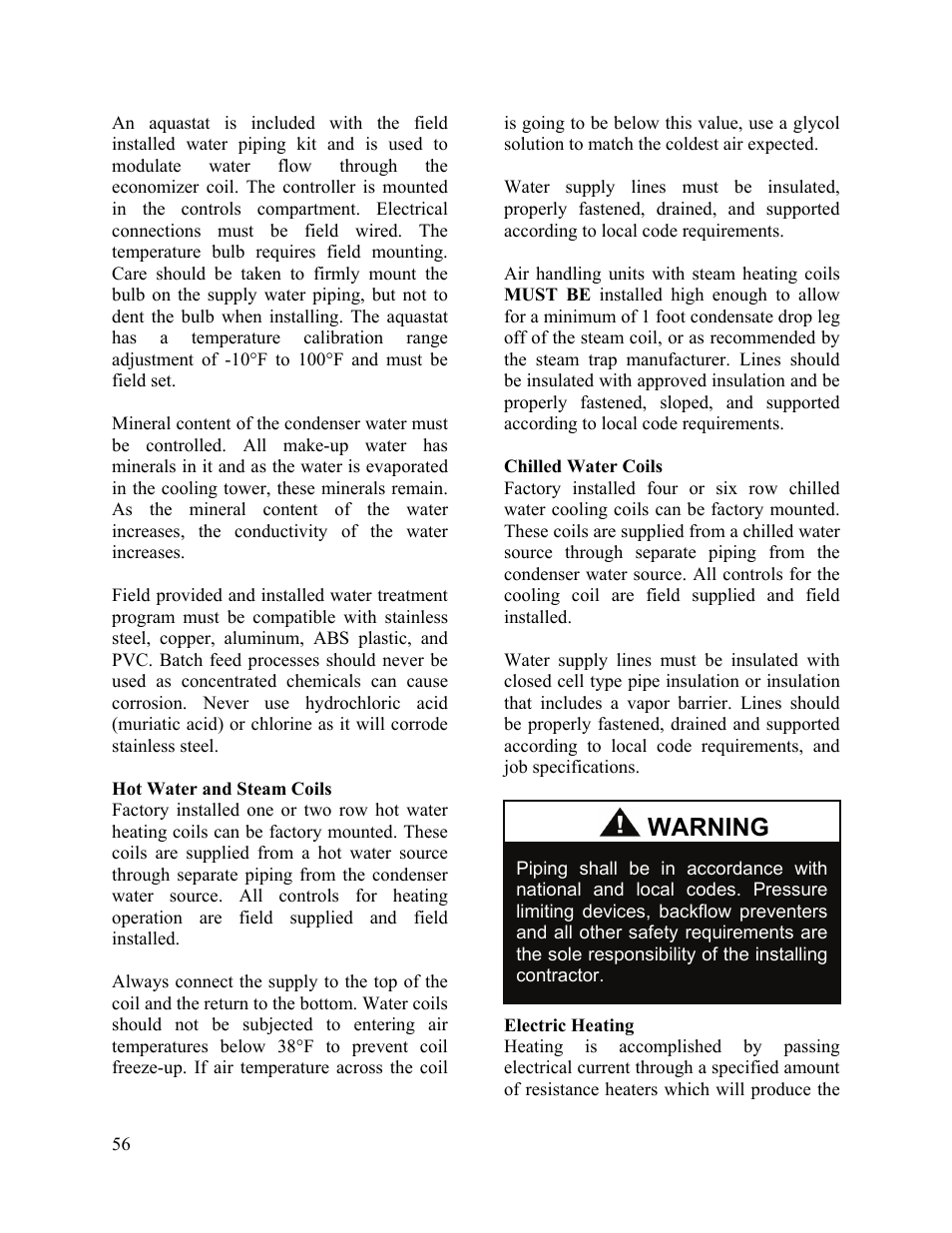 Warning | AAON M2-036 User Manual | Page 56 / 100