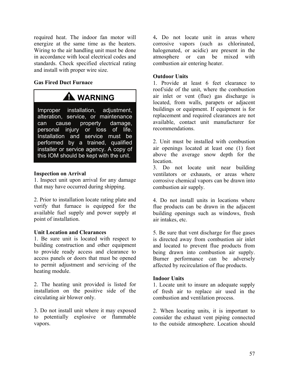 Warning | AAON M2-036 User Manual | Page 57 / 100