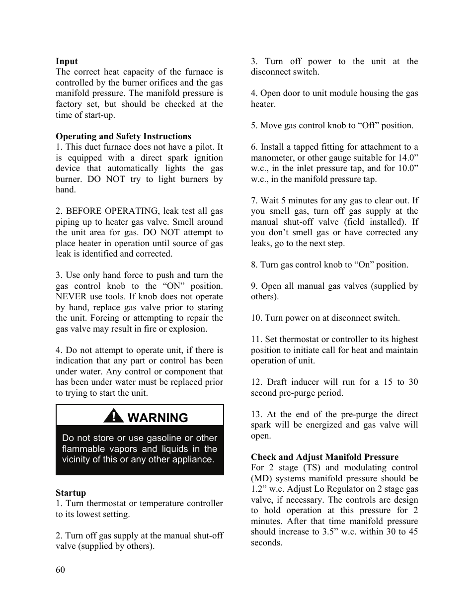 Warning | AAON M2-036 User Manual | Page 60 / 100