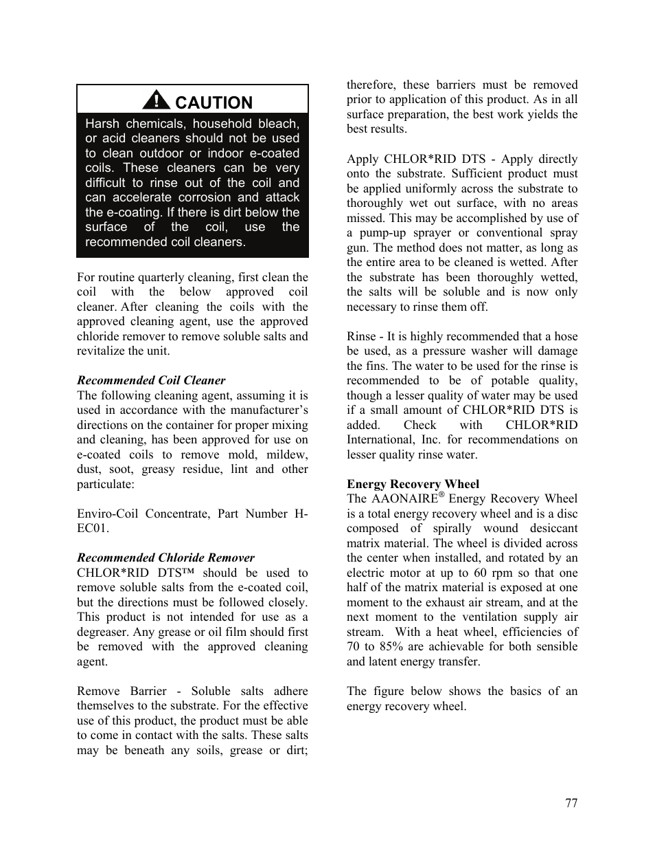 Caution | AAON M2-036 User Manual | Page 77 / 100