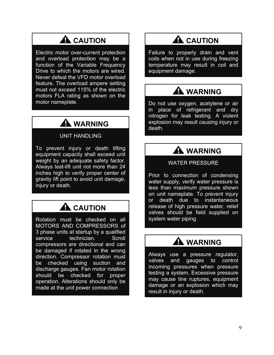 Caution, Warning | AAON M2-036 User Manual | Page 9 / 100