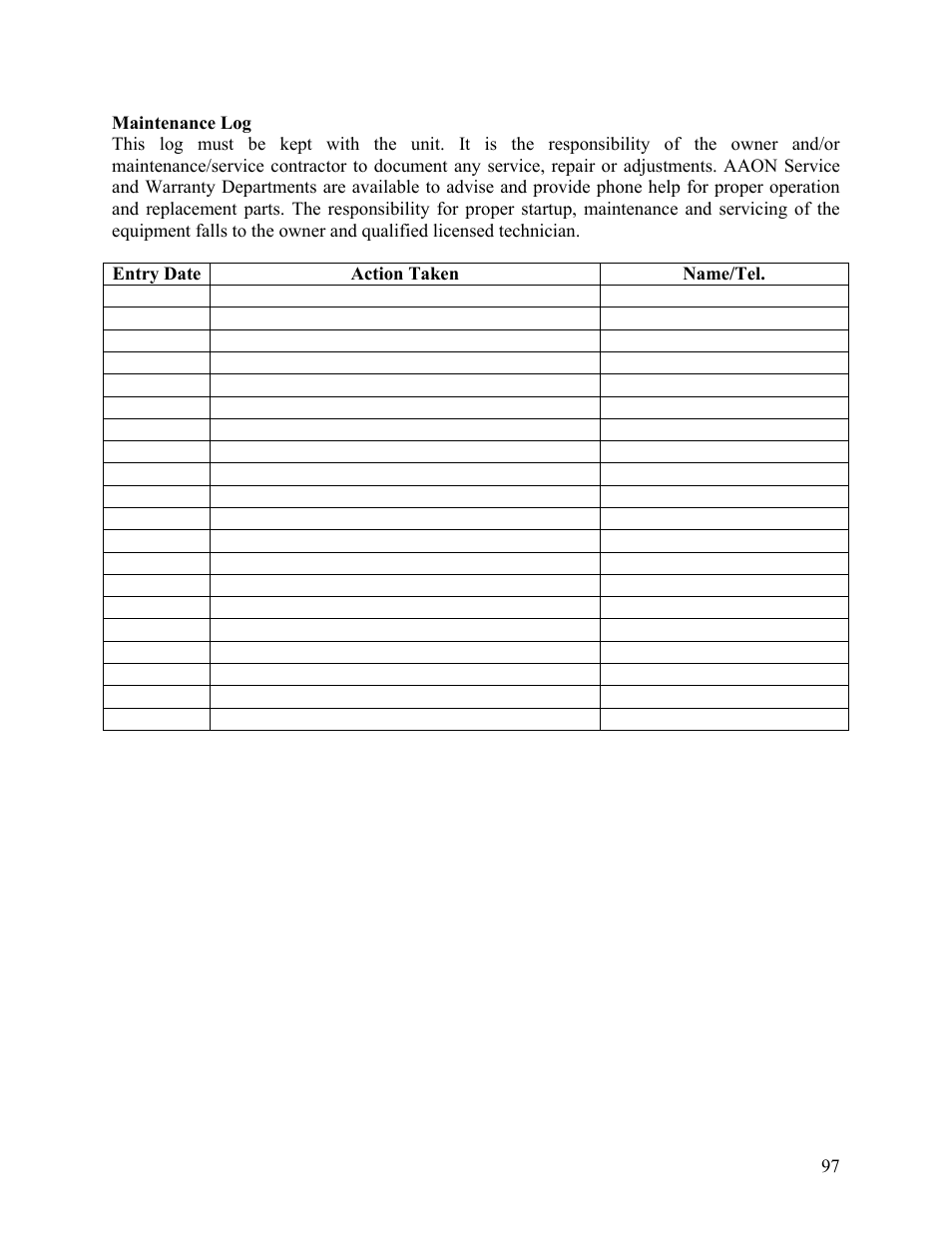 AAON M2-036 User Manual | Page 97 / 100