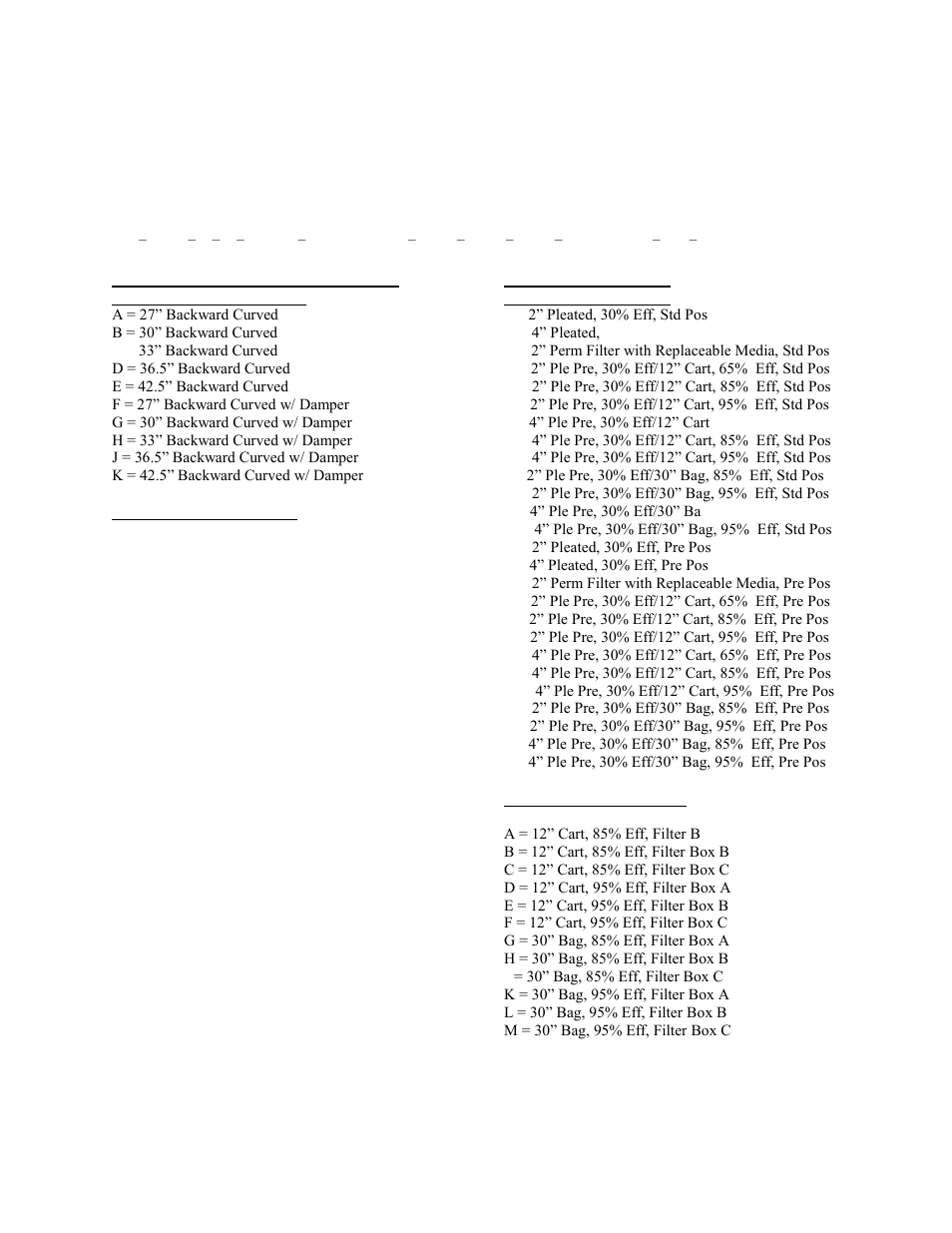 Rl series feature string nomenclature, Feature 5: supply air blower, Feature 6: filters | AAON RL-240 User Manual | Page 17 / 84