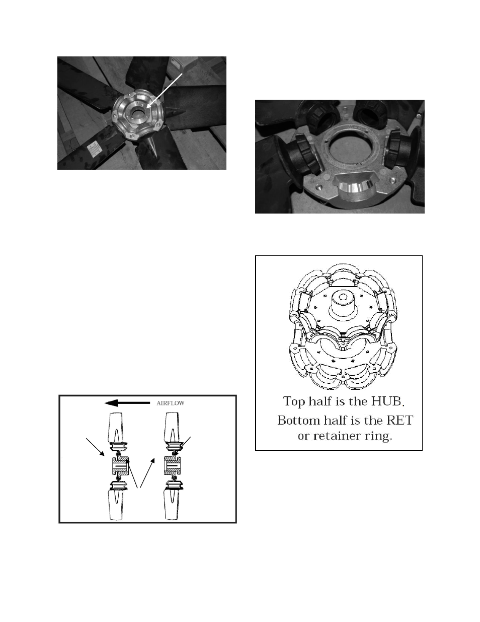 Figure 23 - fan bushing mount location, Figure 24 - ret shown with pin in groove 4, Figure 25 - hub and ret | AAON RL-240 User Manual | Page 42 / 84