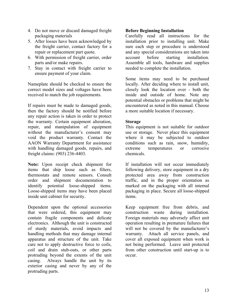 AAON F-060 User Manual | Page 13 / 60