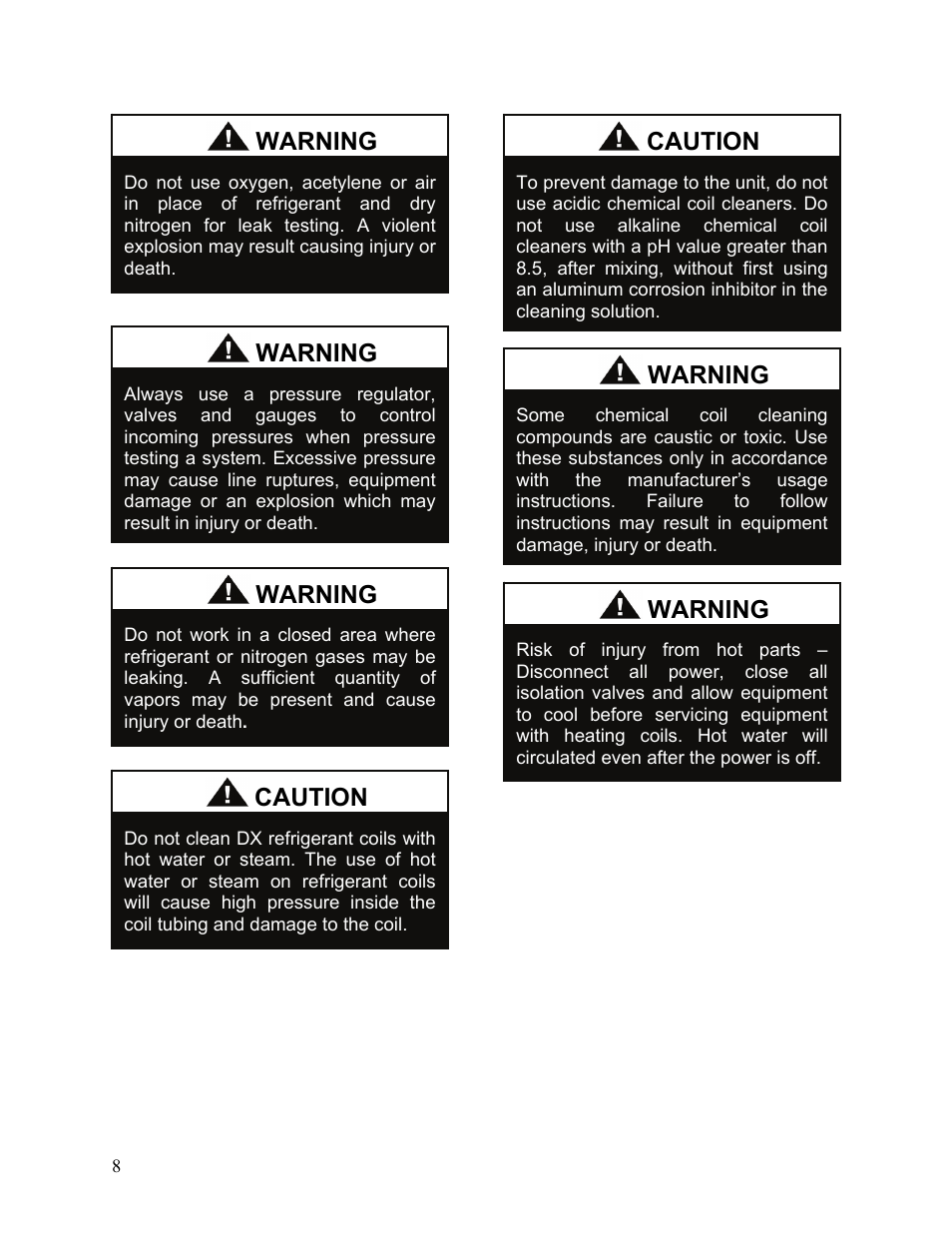 Warning, Caution | AAON F-060 User Manual | Page 8 / 60