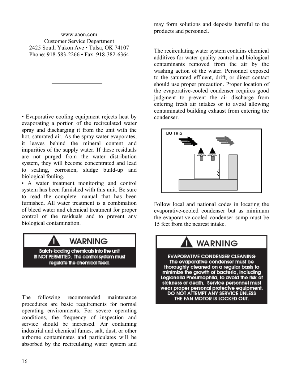 Aaon, inc | AAON CL-230 User Manual | Page 16 / 54