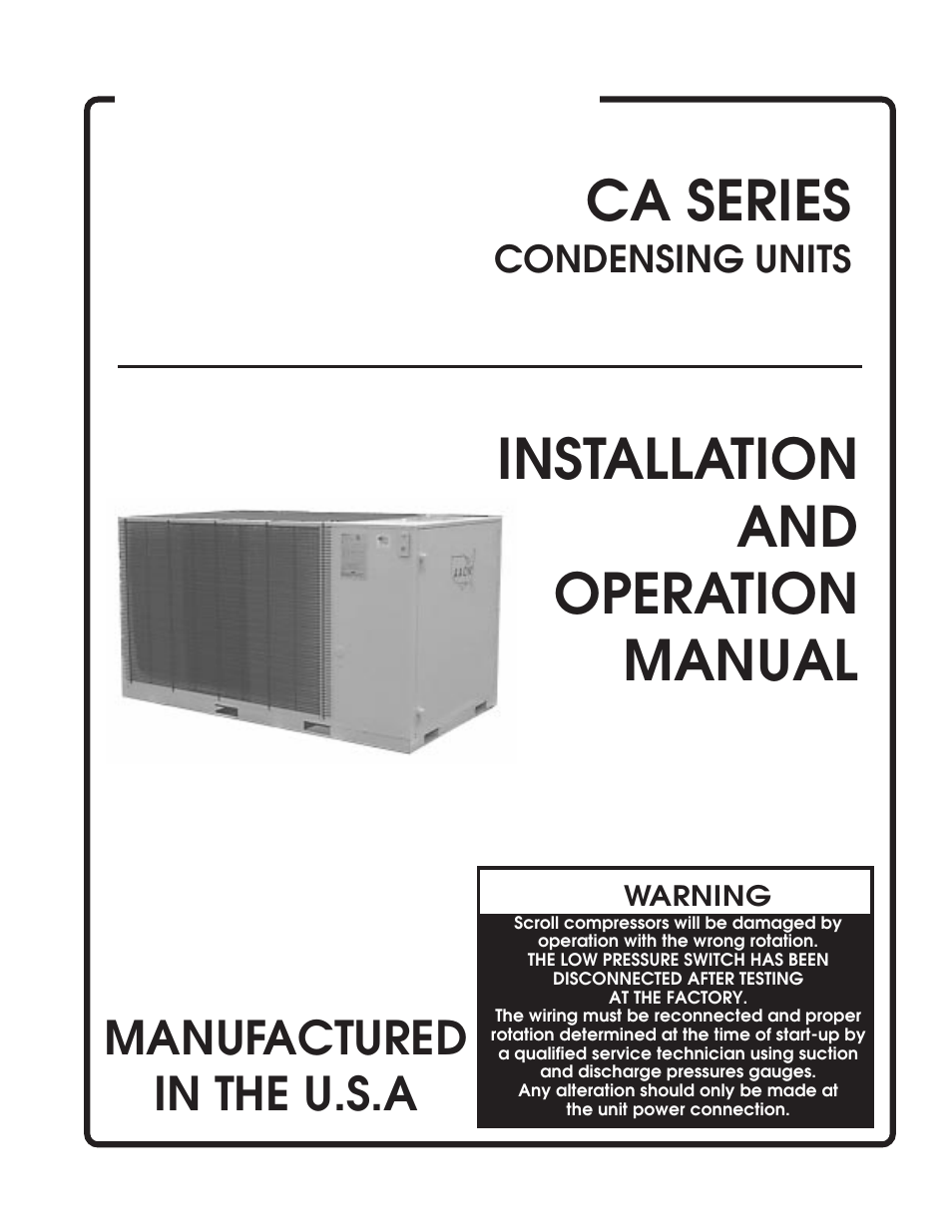 AAON CA-25 User Manual | 8 pages