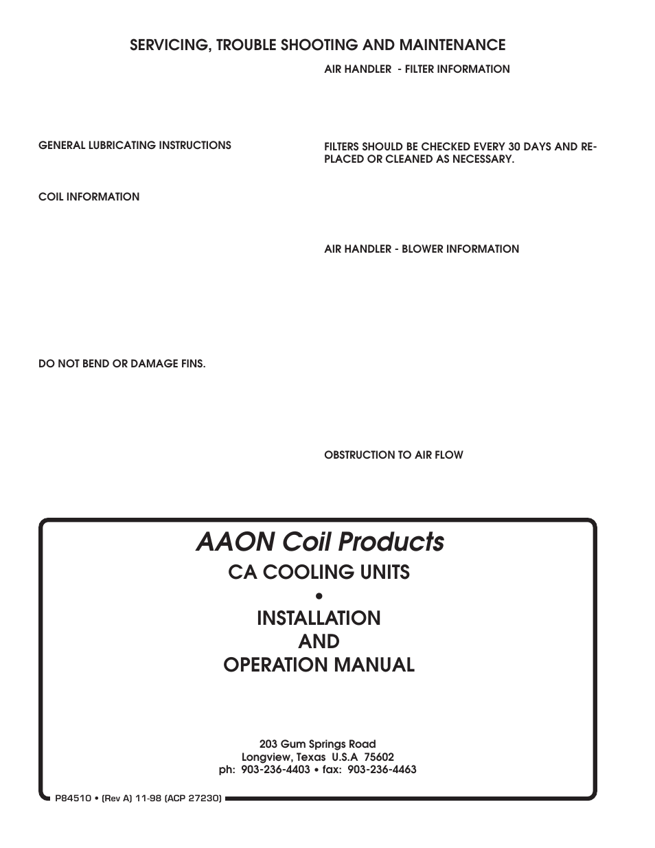 Aaon coil products | AAON CA-25 User Manual | Page 8 / 8