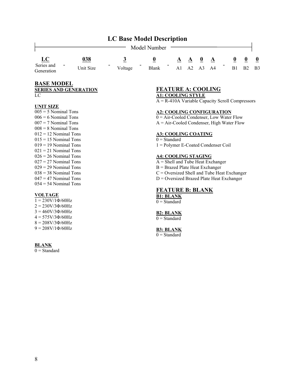 Lc base model description | AAON LC-054 User Manual | Page 8 / 52