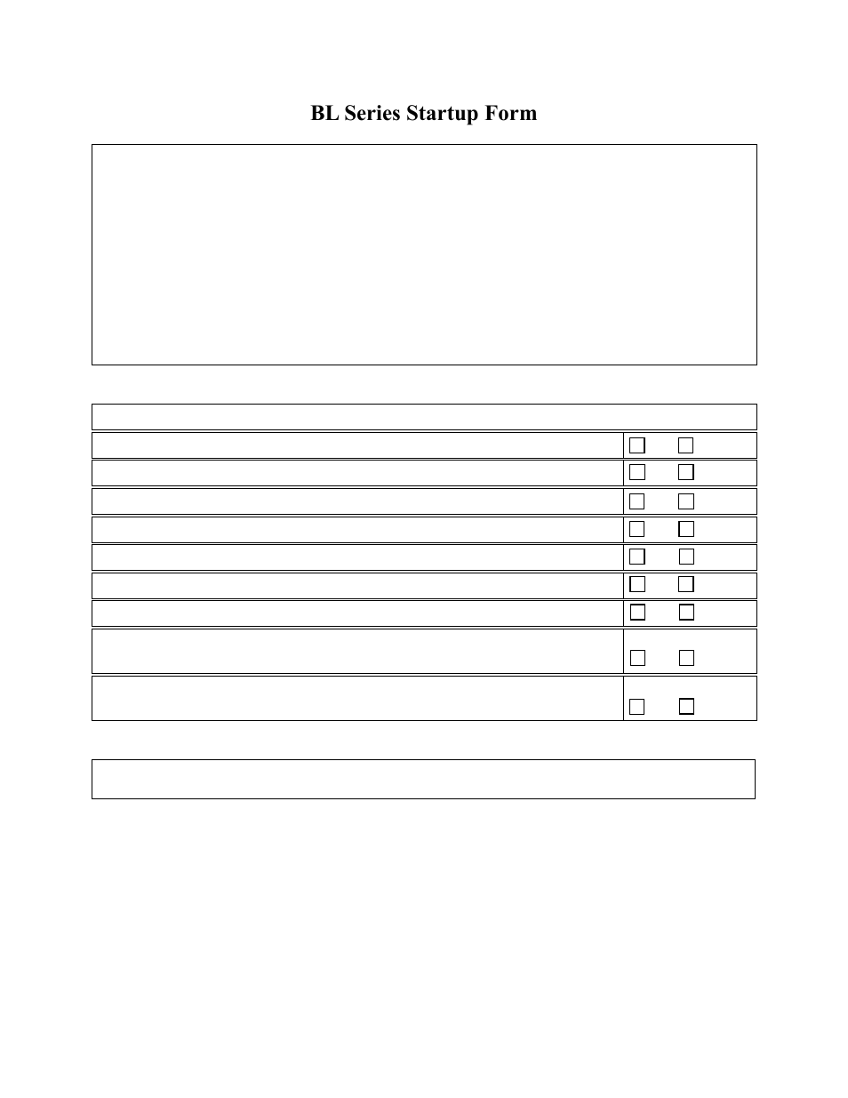 Bl series startup form | AAON BL-600 User Manual | Page 50 / 56