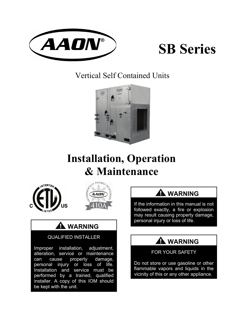 AAON SB-018 User Manual | 48 pages