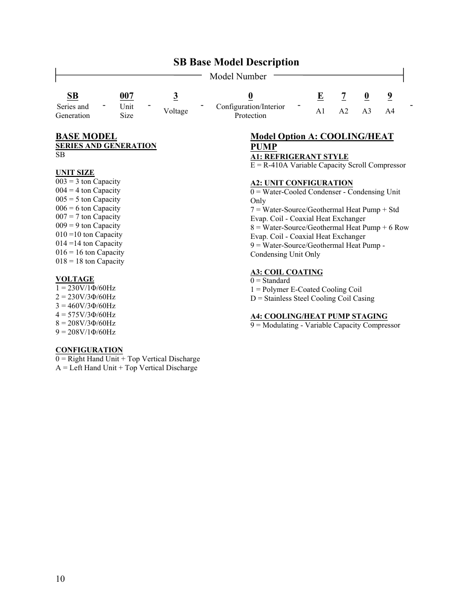 Sb base model description | AAON SB-018 User Manual | Page 10 / 48