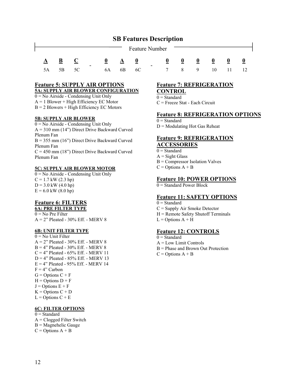 Sb features description | AAON SB-018 User Manual | Page 12 / 48