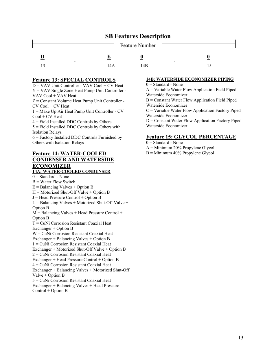 Sb features description | AAON SB-018 User Manual | Page 13 / 48