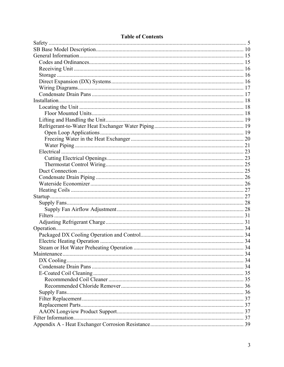 AAON SB-018 User Manual | Page 3 / 48