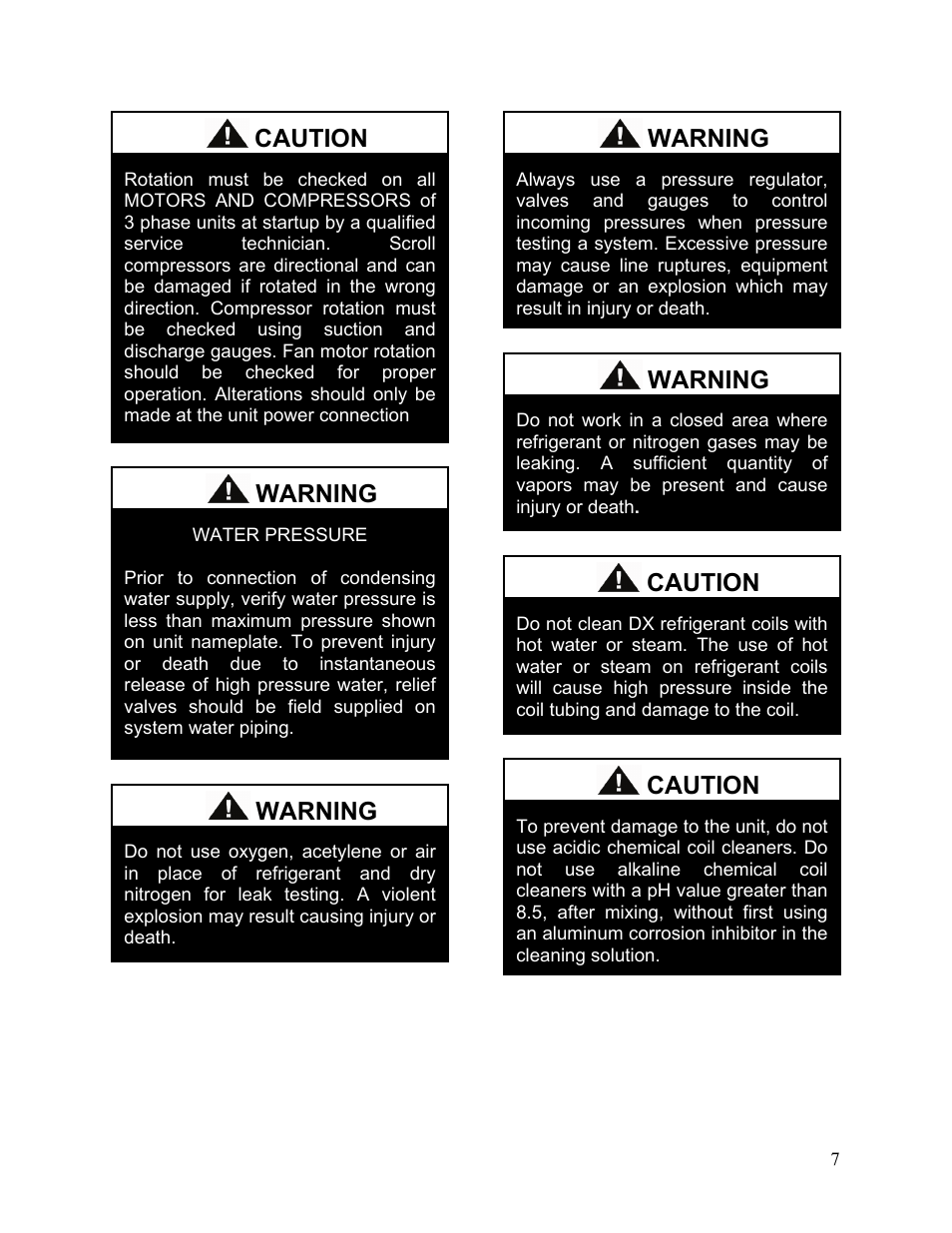 Caution, Warning | AAON SB-018 User Manual | Page 7 / 48