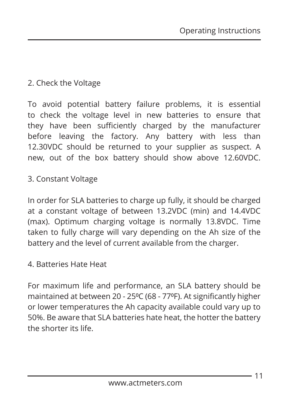 ACT Meters GOLD-PLUS 6V/12V Battery Tester User Manual | Page 11 / 12