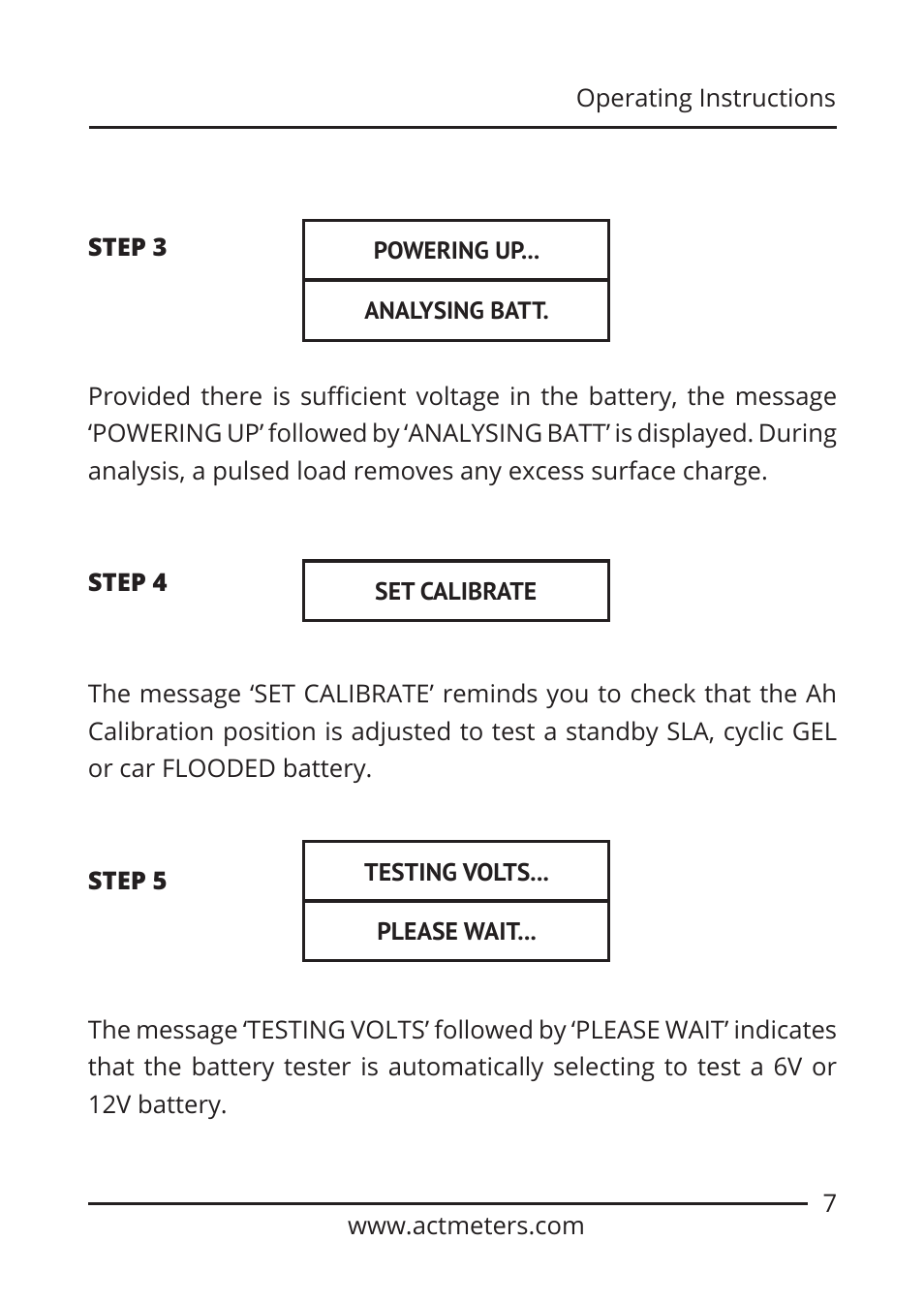 ACT Meters GOLD-PLUS 6V/12V Battery Tester User Manual | Page 7 / 12