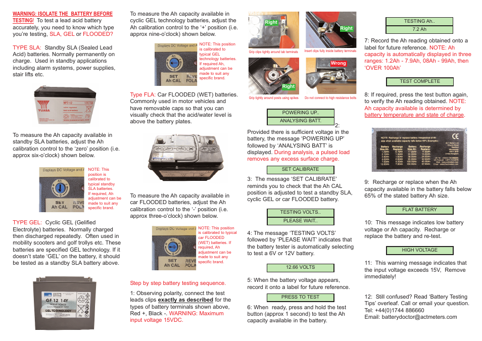 ACT Meters GOLD-PLUS 6V/12V Battery Tester User Manual | 2 pages