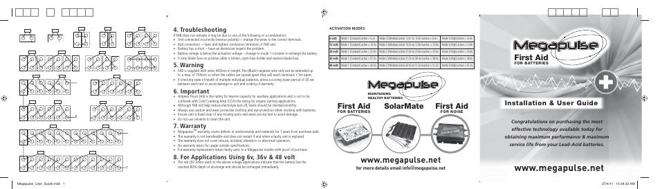 ACT Meters MegaPulse Battery Rejuvenator User Manual | 2 pages