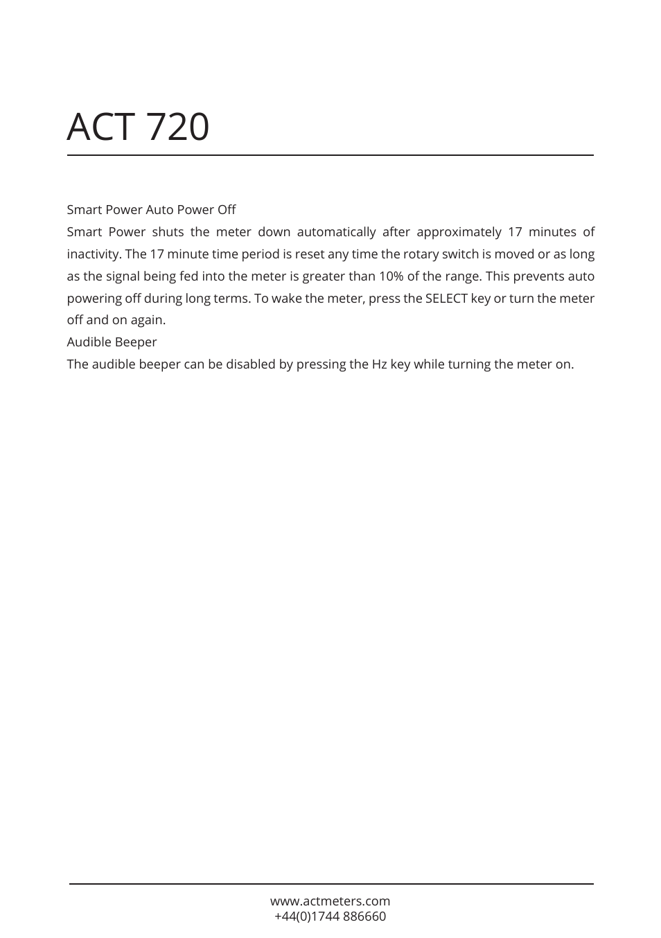 Act 720 | ACT Meters 720 Datalogging Multimeter User Manual | Page 14 / 19