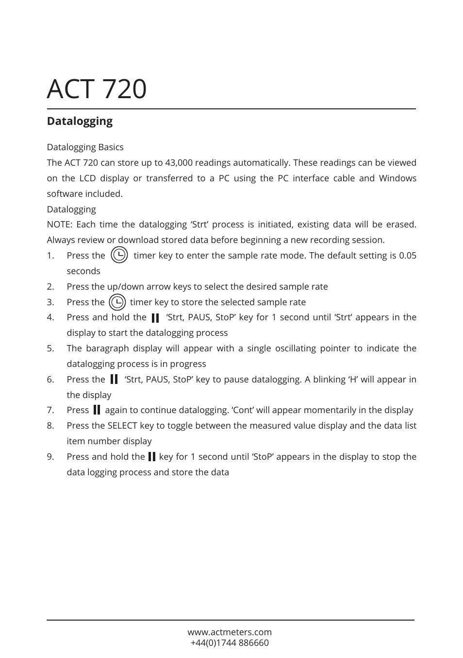 Act 720 | ACT Meters 720 Datalogging Multimeter User Manual | Page 15 / 19