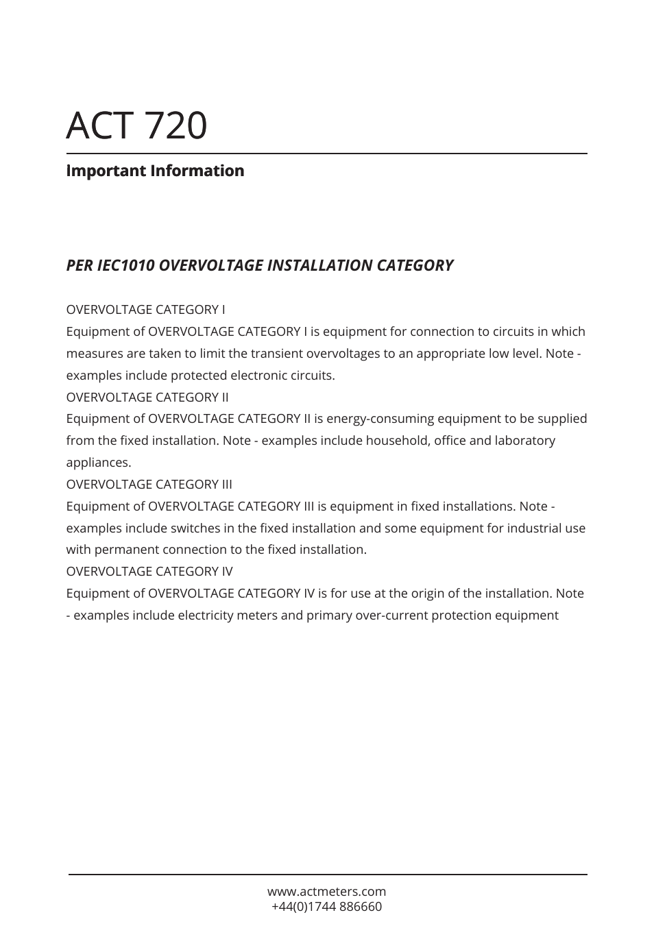Act 720 | ACT Meters 720 Datalogging Multimeter User Manual | Page 4 / 19